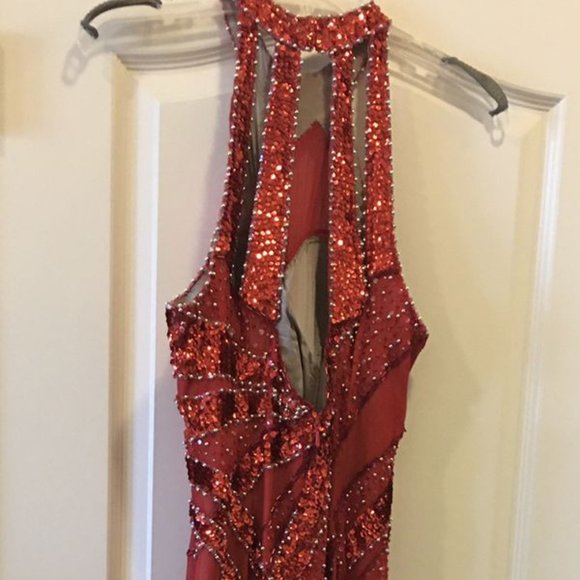 Red Dress With Silver Sequins - Picture 4 of 6